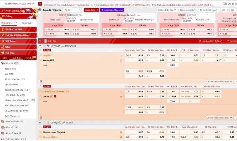 Giao diện cá cược Thể Thao SM66