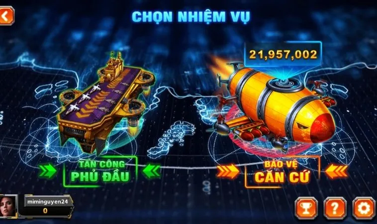 Chọn nhiệm vụ trong game Bắn Cá Đại Chiến B52 Tại SM66