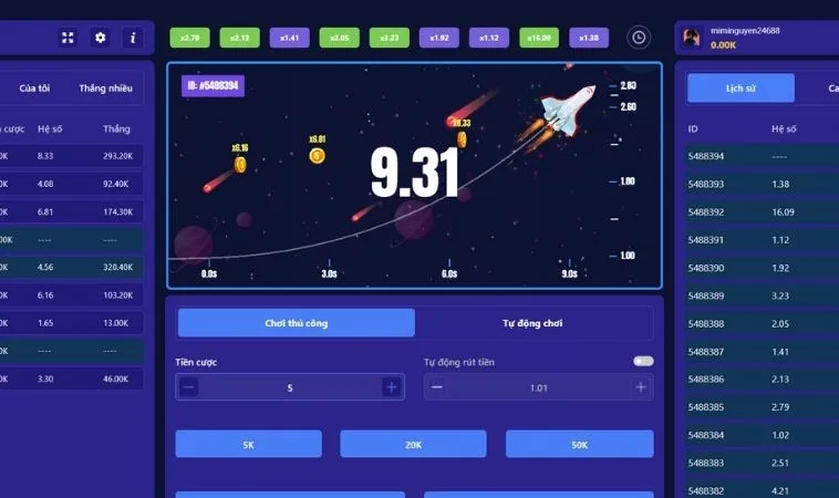 Giao diện chơi game nhanh ZetX Tại SM66